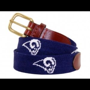 Mens Smathers & Branson Los Angeles Rams 100% hand stitched needlepoint belt